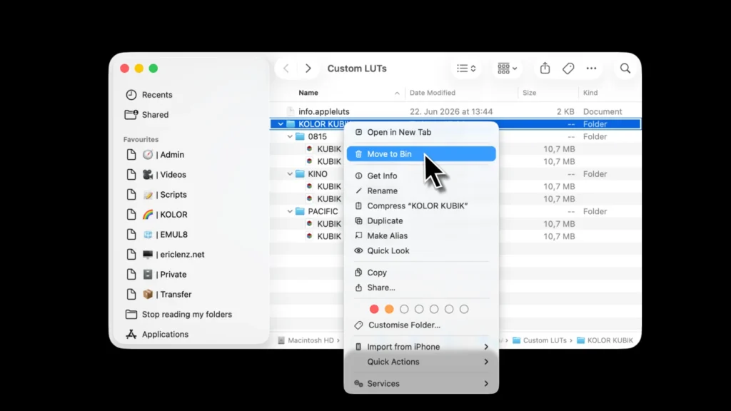 Removing LUTs from Final Cut Pro